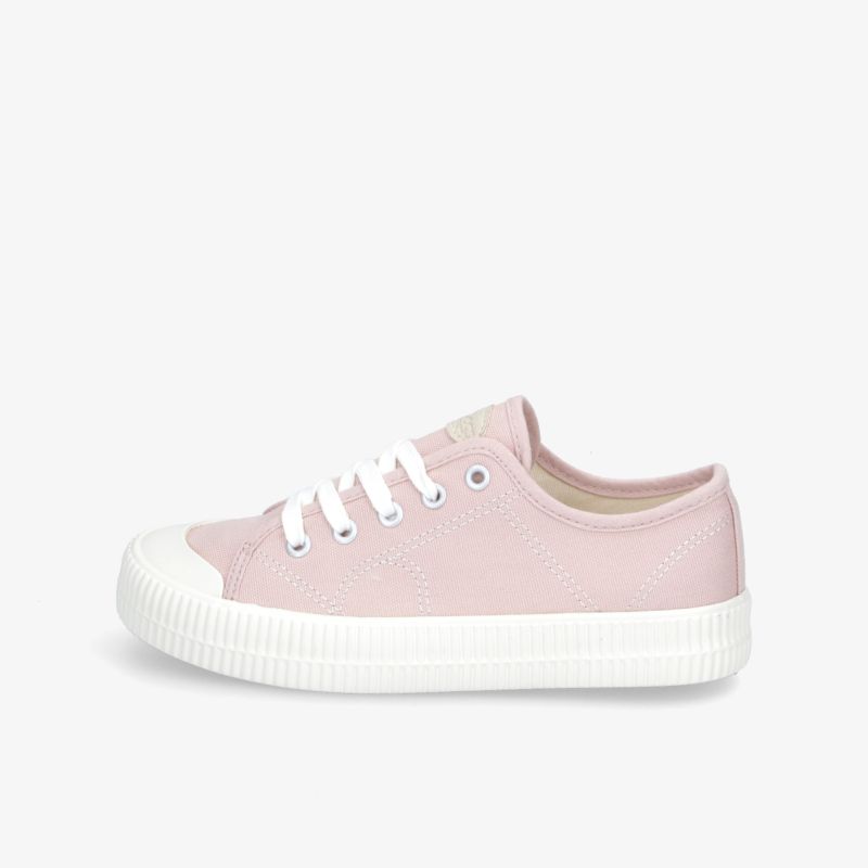 Stilvoller pinker Sneaker mit weißer Sohle und Schnürung. Perfekt für Freizeit und Alltag.