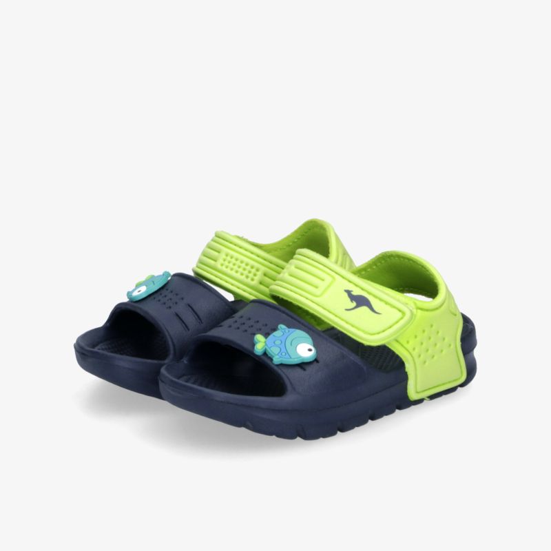 Bequeme und robuste Kinder-Sandalen in Blau und Grün mit verstellbarem Riemen und rutschfester Sohle