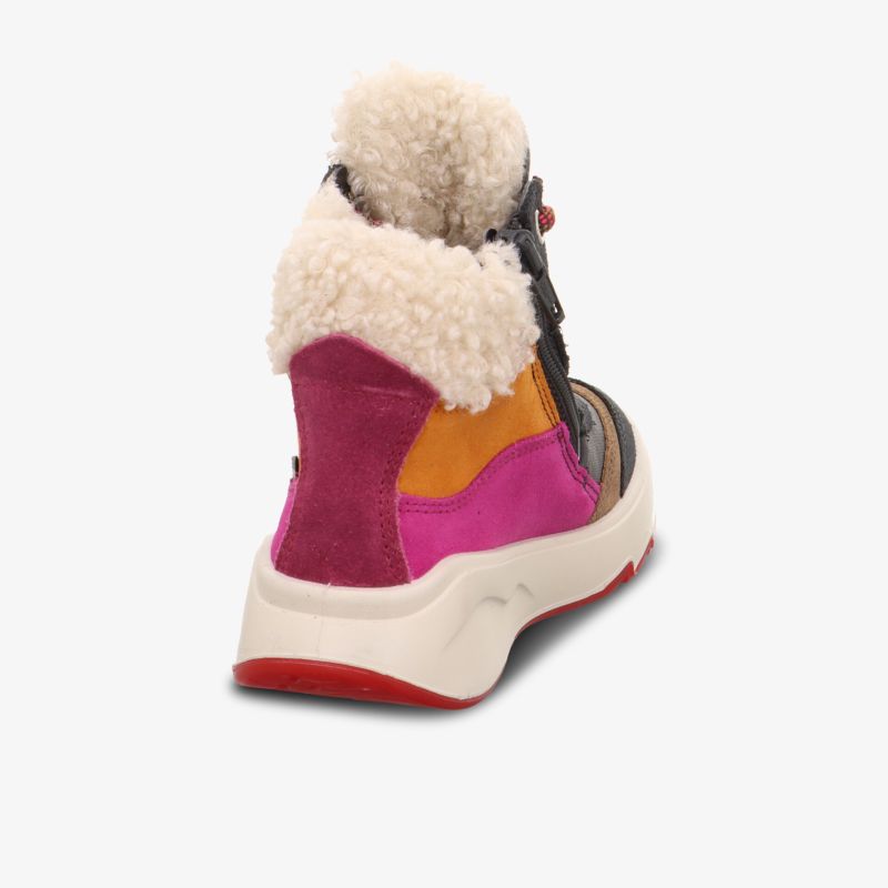 Bunte Sneaker mit auffälligem Design und warmem Plüschbesatz für trendigen Komfort im Alltag.