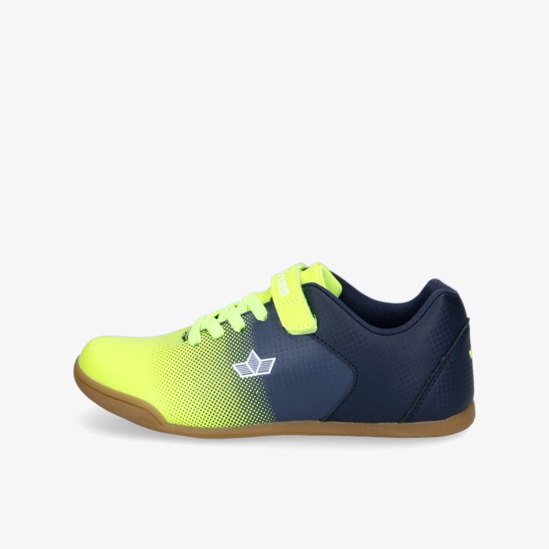 Moderner Sneaker mit leuchtendem Gelb und Navy-Elementen, ideal für Sport und Freizeit.