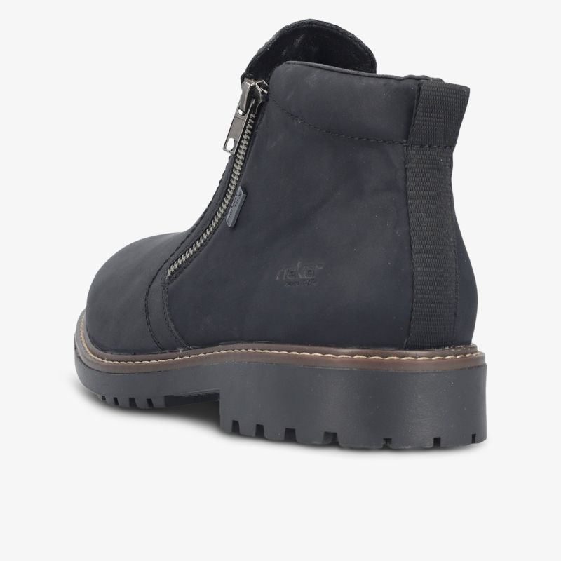 Robuster Stiefel mit seitlichem Reißverschluss und profilierter Gummisohle in klarer Seitenansicht