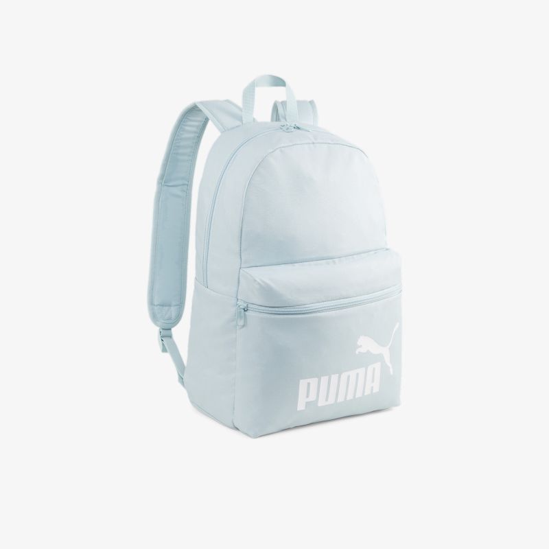Moderner weißer Rucksack mit großem Hauptfach, gepolsterten Trägern und Fronttasche, ideal für Alltag und Arbeit