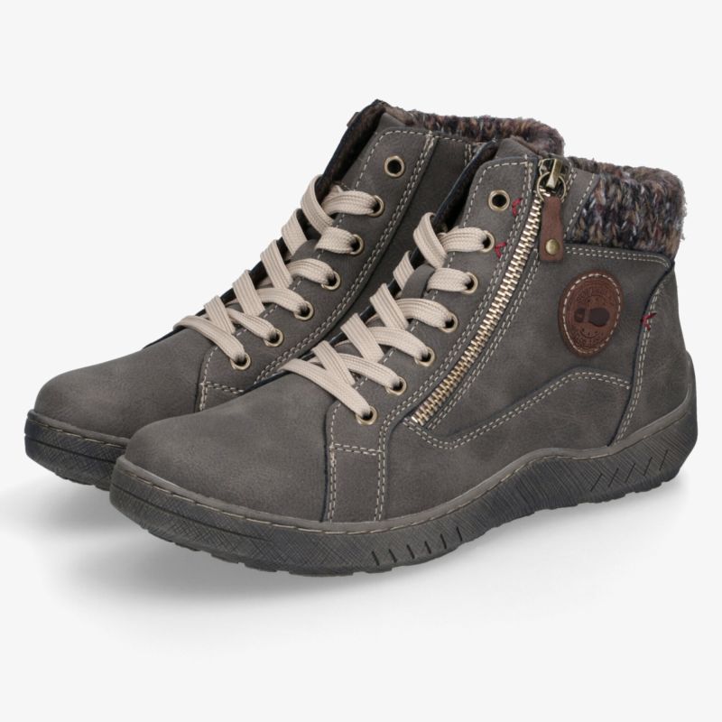 Warme graue Winterstiefel mit robustem Reißverschluss, hoher Schaft und rutschfester Laufsohle für optimalen Tragekomfort