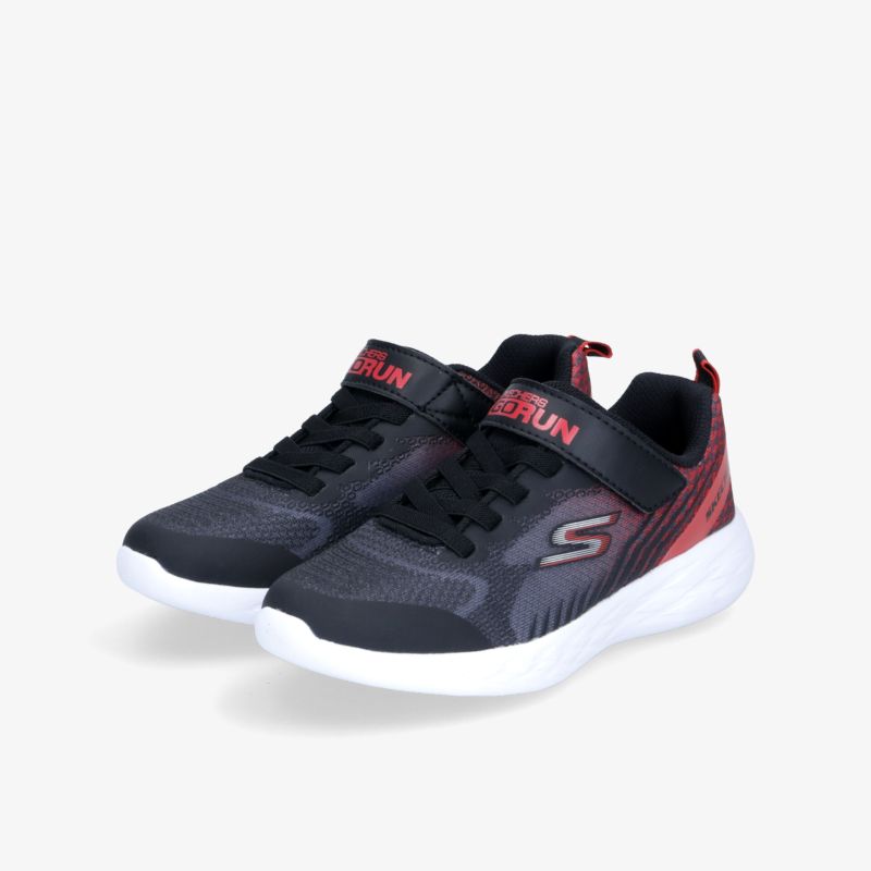 Sportliche schwarze Sneaker mit rotem Akzent und gepolsterter Sohle für optimalen Tragekomfort.