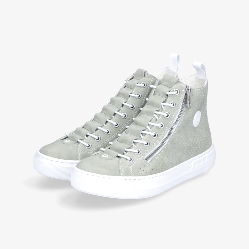 Modische graue High-Top-Sneaker mit Reißverschluss und Schnürsenkeln, ideal für Alltag und Komfort