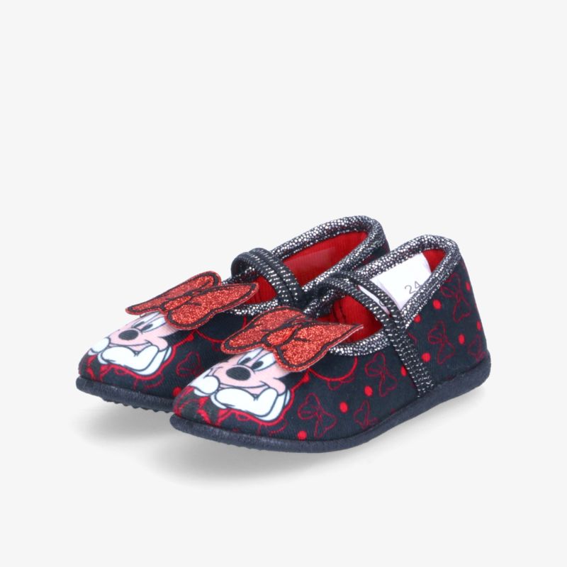 Bequeme Kinderhausschuhe in Rot und Blau mit kindgerechtem Mickey-Motiv, weiche, rutschfeste Sohle