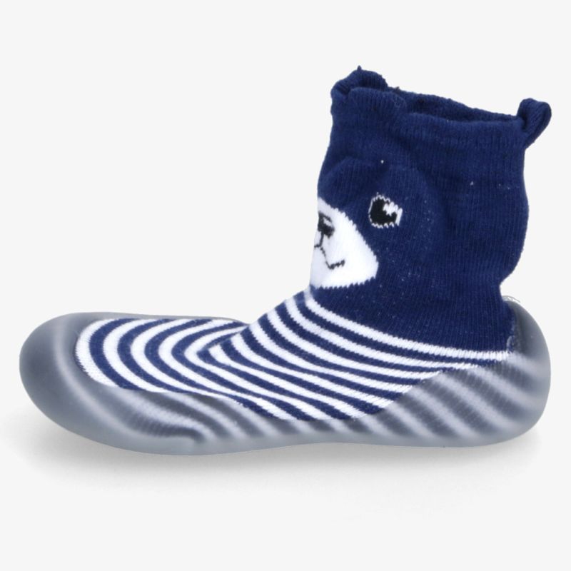 Flexibler Babyschuh mit weichem Schaft und rutschfester Sohle, niedliches gestreiftes Design mit Tiermotiv