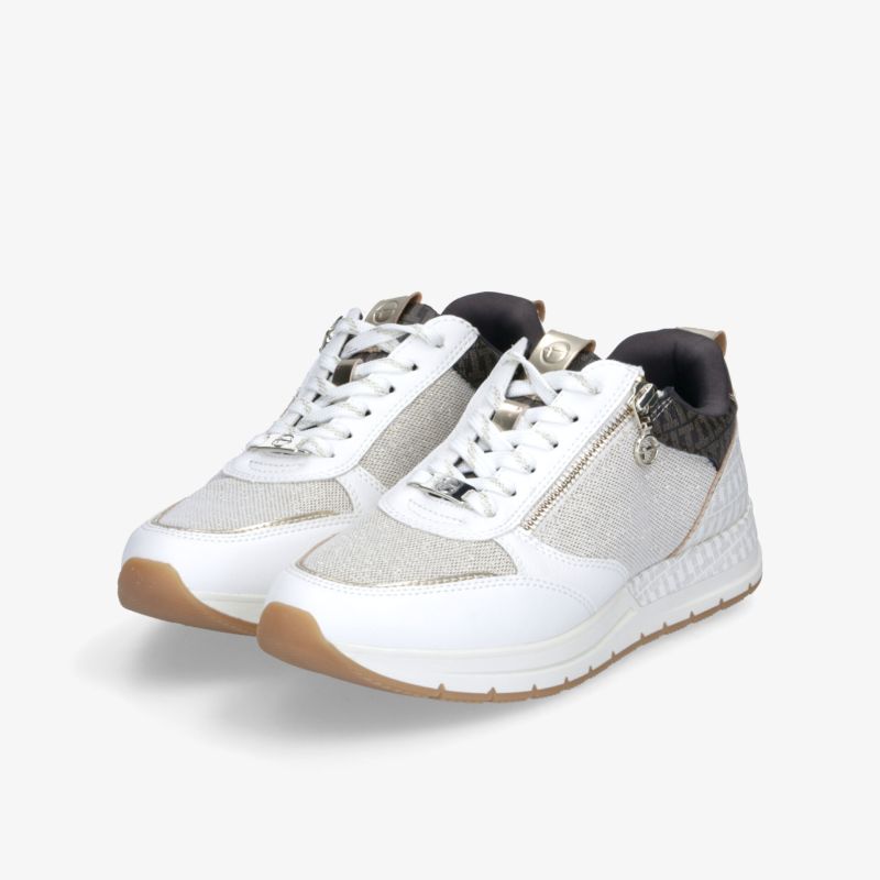 Bequeme sportliche Freizeitschuhe in Weiß und Grau mit flexibler, rutschfester Sohle und modernem Design