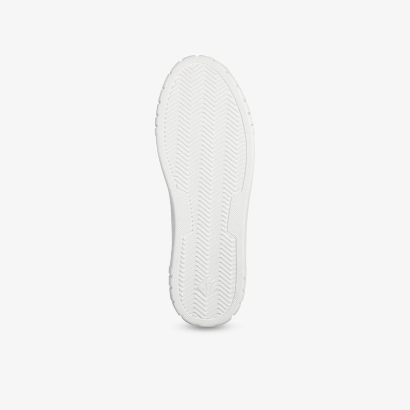 Weiße Schuhsohle mit rutschfestem, flexiblem Profil für optimalen Halt und hohen Tragekomfort