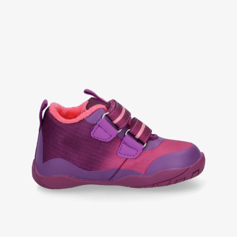 Sportlicher Kinder Sneaker in Pink und Lila, mit flexiblem Design, doppelten Klettverschlüssen und rutschfester Sohle
