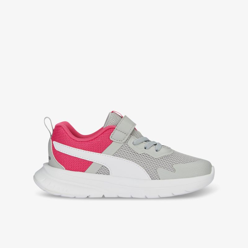 Grauer Sneaker mit pinken Akzenten und weißer Sohle für dynamischen Komfort und modischen Stil