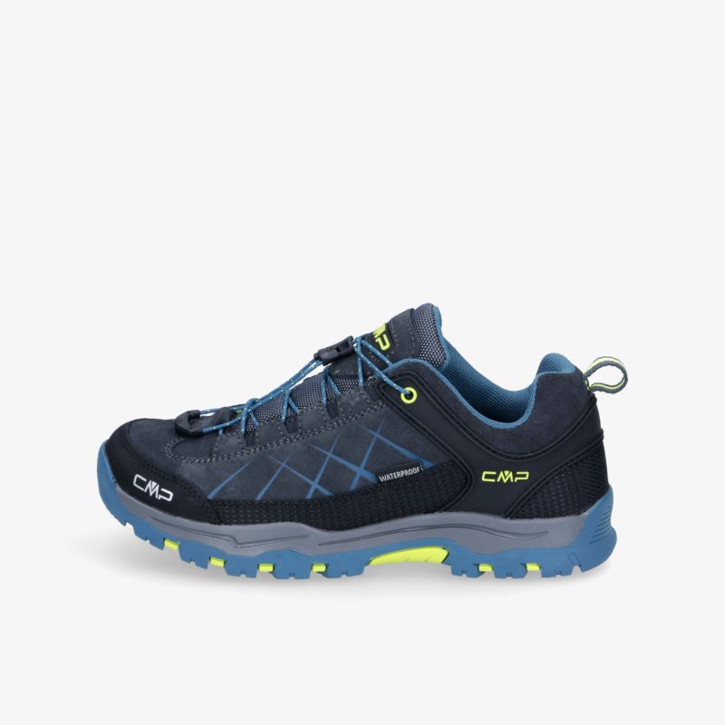 Bequemer Wanderschuh mit griffiger Sohle, ideal für Outdoor-Aktivitäten. Robustes Design in blau.