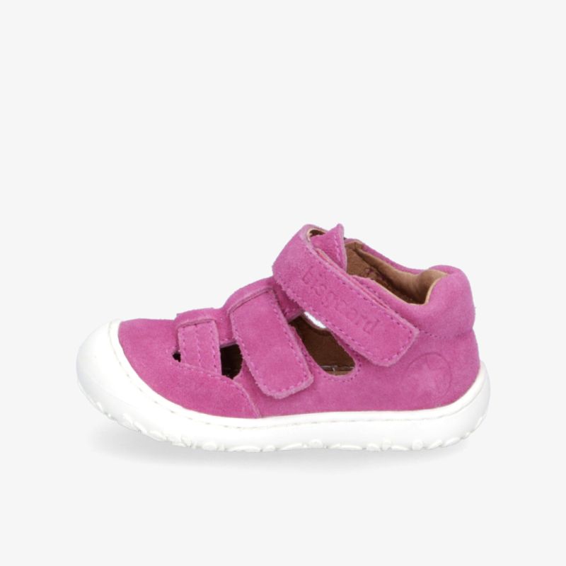 Leichter pinker Kinderschuh mit flexiblem Fußbett und rutschfester Sohle, praktische Klettverschlüsse für einfache Handhabung