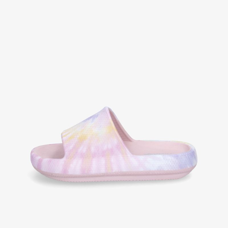 Leichte rosa Badelatschen mit buntem Farbverlauf, weicher Sohle und offenem Design für bequemen Sommerkomfort