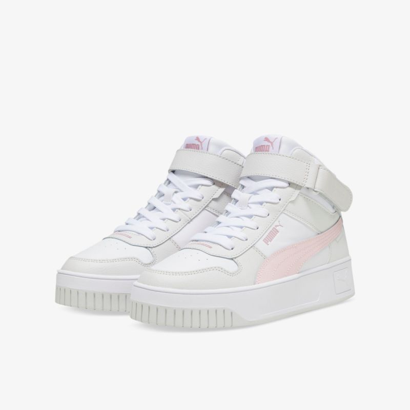Moderne weiße High-Top-Sneaker mit gepolstertem Schaft und Klettverschluss für Komfort und Stil.