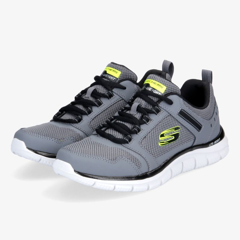 Grau-schwarze Sneaker mit leichter, atmungsaktiver Mesh-Oberfläche und rutschfester Sohle für optimalen Komfort.