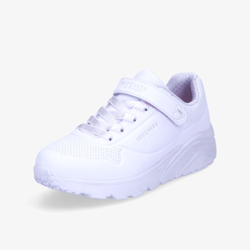 Bequemer, weißer Sneaker mit Klettverschluss für sportlichen Stil und Langlebigkeit.