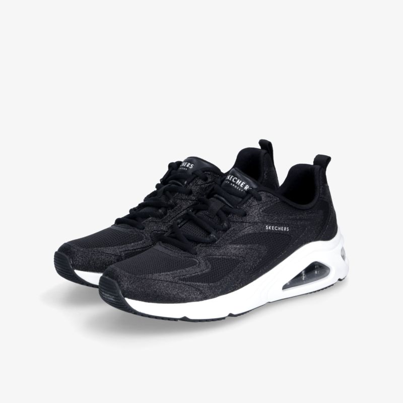 schwarze sportliche sneaker mit leichter, stoßdämpfender luftpolster-sohle und schnürverschluss in moderner silhouette