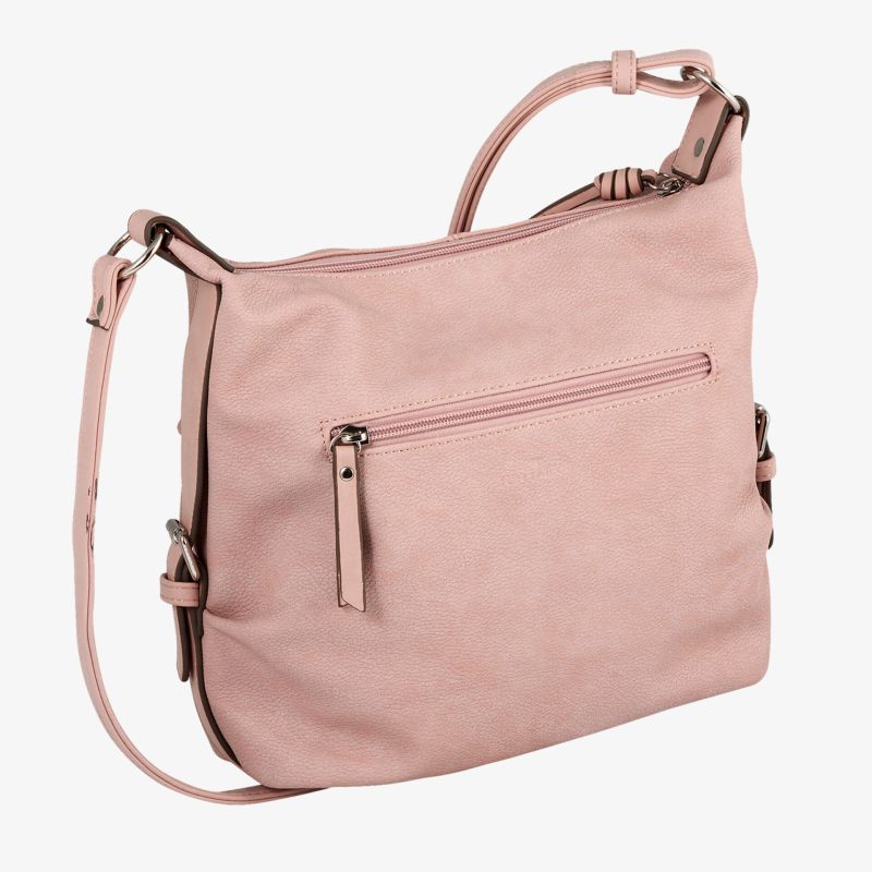 Elegante rosa Handtasche mit verstellbarem Schulterriemen und Reißverschlusstaschen für vielseitigen Einsatz