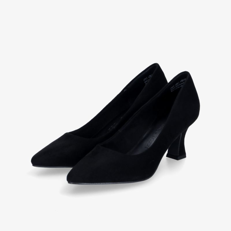 Elegante schwarze Pumps mit spitzem Zeh und stabilen Absatz für vielseitige Outfits.