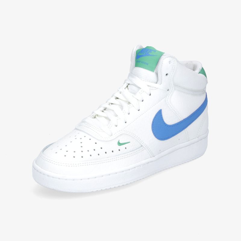 Hochwertiger weißer Sneaker mit blauem Akzent, sportlich und vielseitig einsetzbar, idealer Tragekomfort.