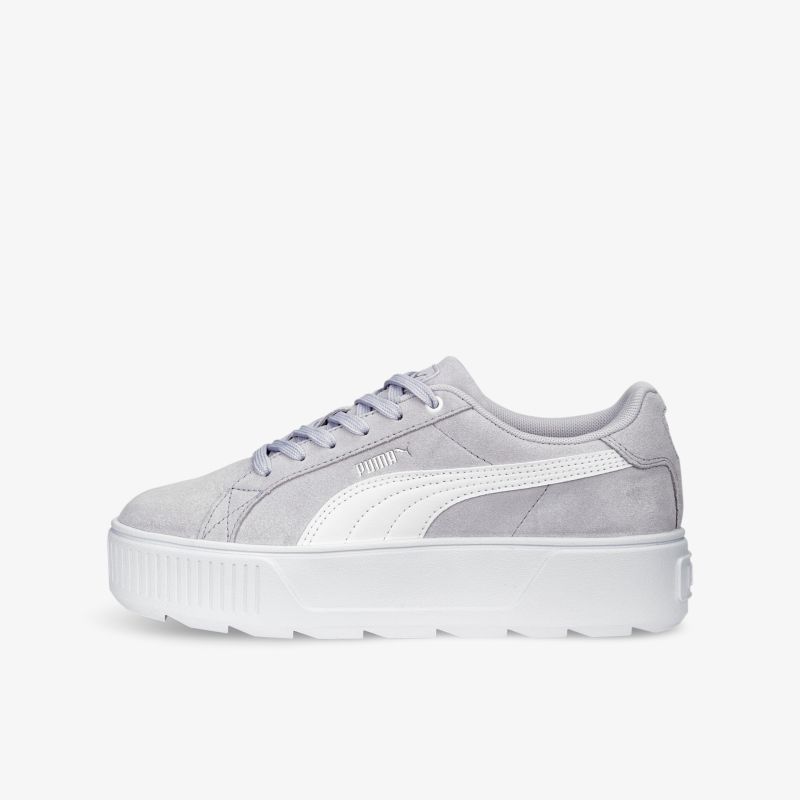 Grauer Sneaker mit robuster, weißer Sohle und modischem Design. Ideal für sportlichen Stil und Komfort.