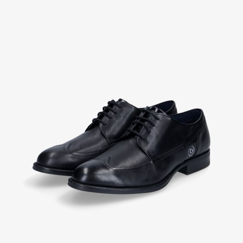 Elegante schwarze Schnürschuhe aus hochwertigem Leder, perfekt für formelle Anlässe und zeitlosen Stil.