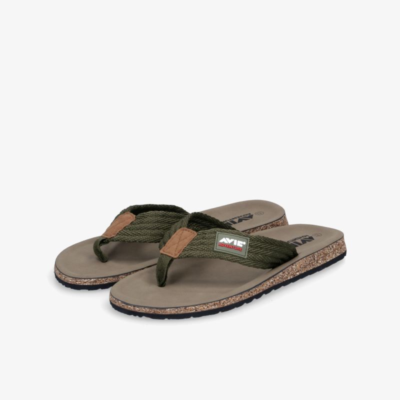 Komfortable und robuste Flip-Flops in Olivgrün mit rutschfester Sohle und stylischem Design für den Alltag