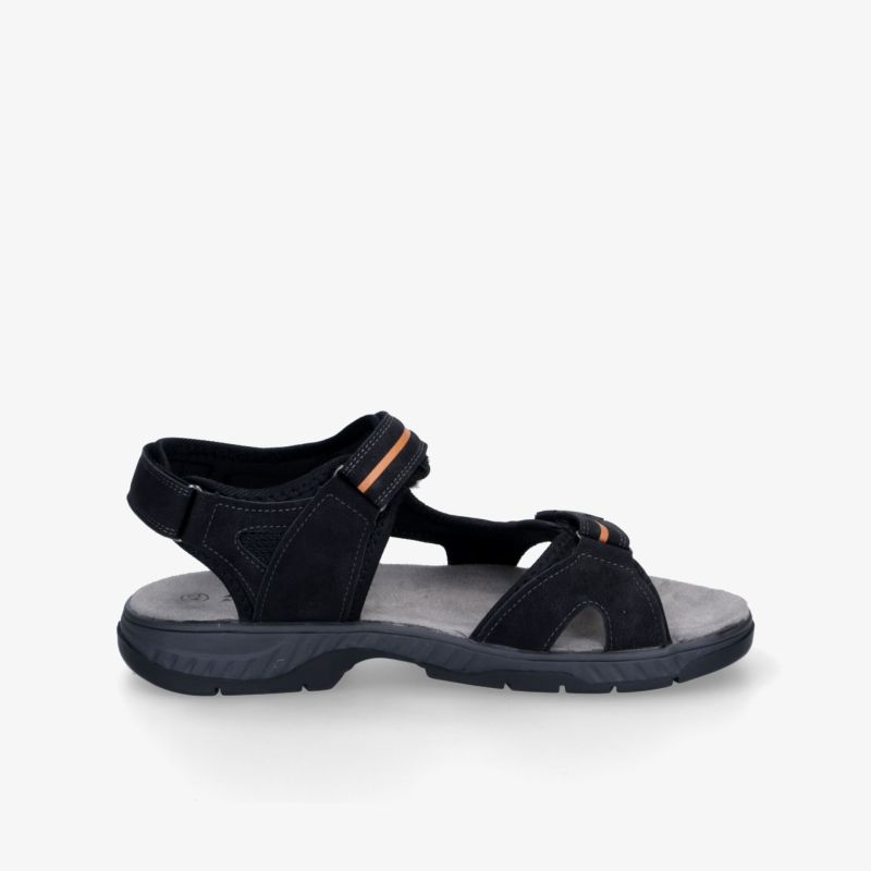 Bequeme schwarze Sandale mit verstellbarem Klettverschluss und rutschfester Sohle für optimalen Halt