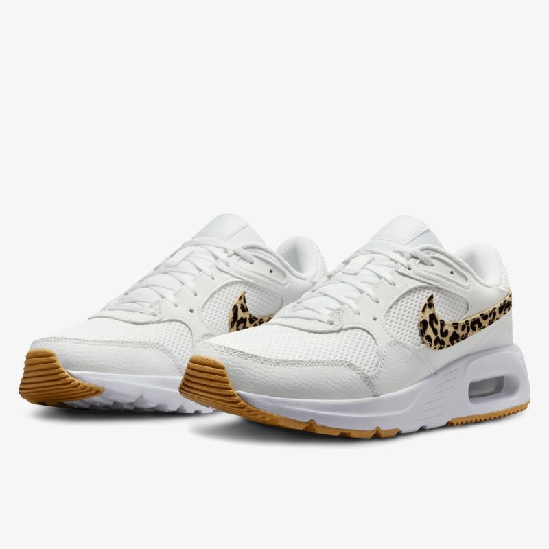 Weißer Sneaker mit Leopardenmuster-Logo, komfortables Design und griffige braune Sohle
