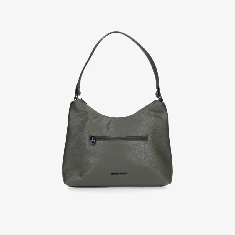 Graue Schultertasche mit Reißverschluss und minimalistischem Design, funktional und geräumig für den Alltag