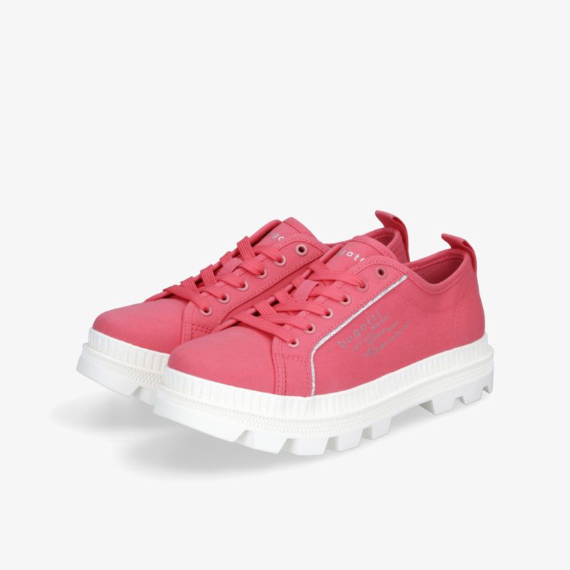 Stylische pinke Sneaker mit dicker weißer Sohle, ideal für einen sportlichen und modernen Freizeitlook