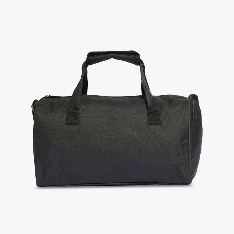 Stilvolle schwarze Sporttasche mit robusten Griffen und großem Hauptfach, ideal für Reisen oder Fitness.