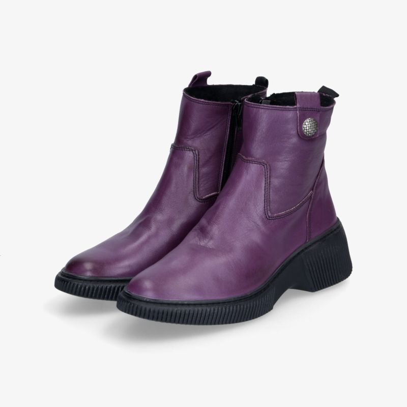 Moderne lila Stiefelette mit Reißverschluss und griffiger Sohle für komfortablen und stabilen Halt