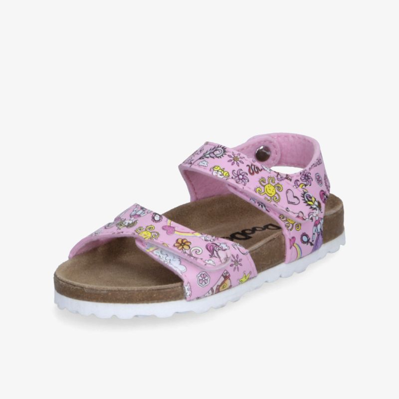 Rosa Kindersandale mit floralem Muster, verstellbare Klettverschlussriemen und weicher, bequemer Komfortsohle