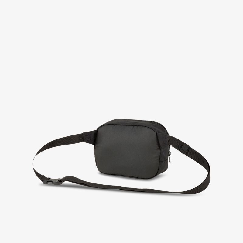 Kompakte schwarze Gürteltasche mit verstellbarem Riemen und praktischem Reißverschluss für vielseitige Nutzung.