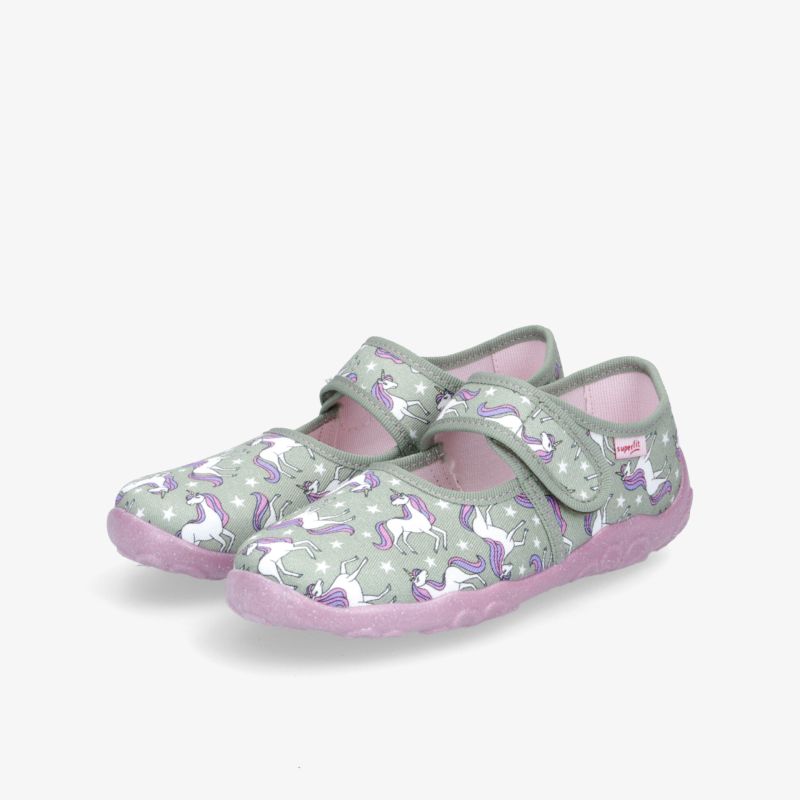Verspielte Schuhe mit Einhorn-Design und Klettverschluss in Pastellfarben. Ideal für täglichen Komfort und Stil.