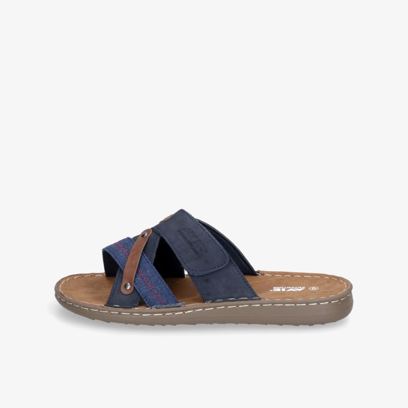 Blaue Sandale mit überkreuzten Riemen und rutschfester Sohle für optimalen Komfort und stilvolle Sommermode.