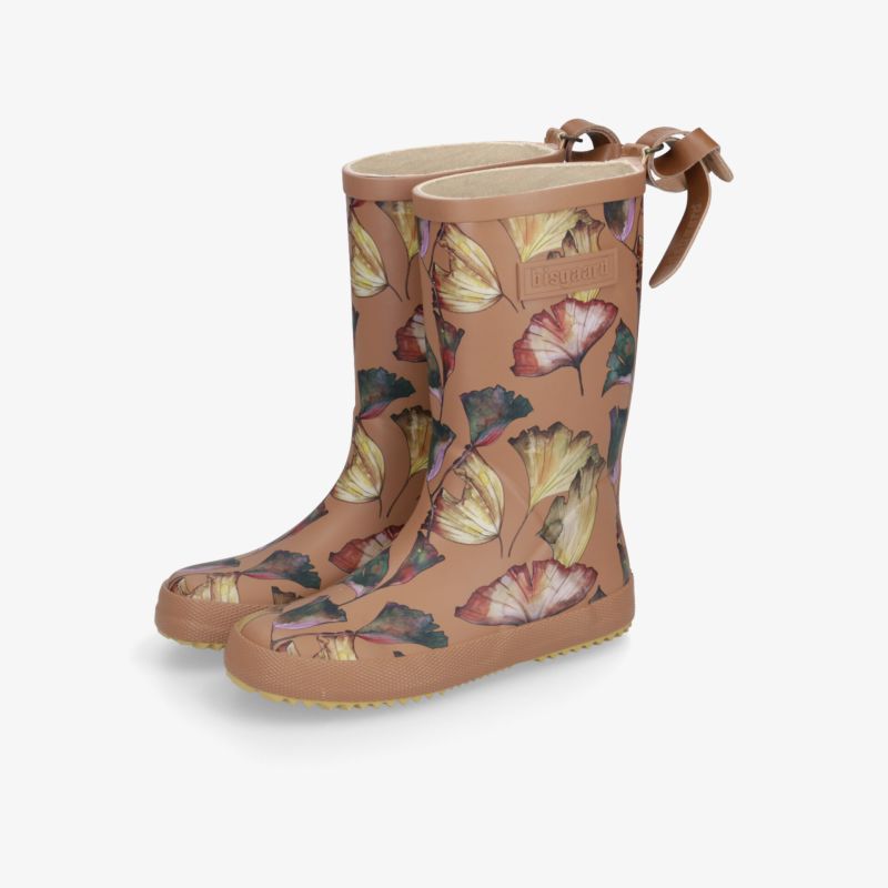 Wasserfeste Gummistiefel mit floralem Muster und verstellbarem Verschluss für sicheren Halt bei nassem Wetter