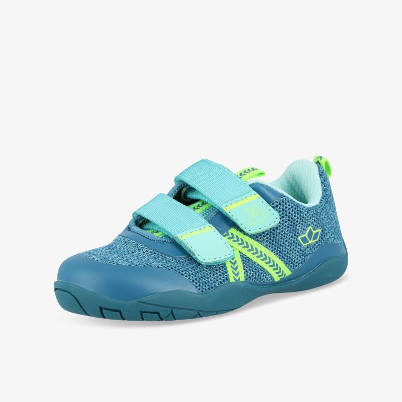 Leichter, atmungsaktiver Sneaker in Blau und Türkis mit flexibler rutschfester Sohle und praktischen Klettverschlüssen