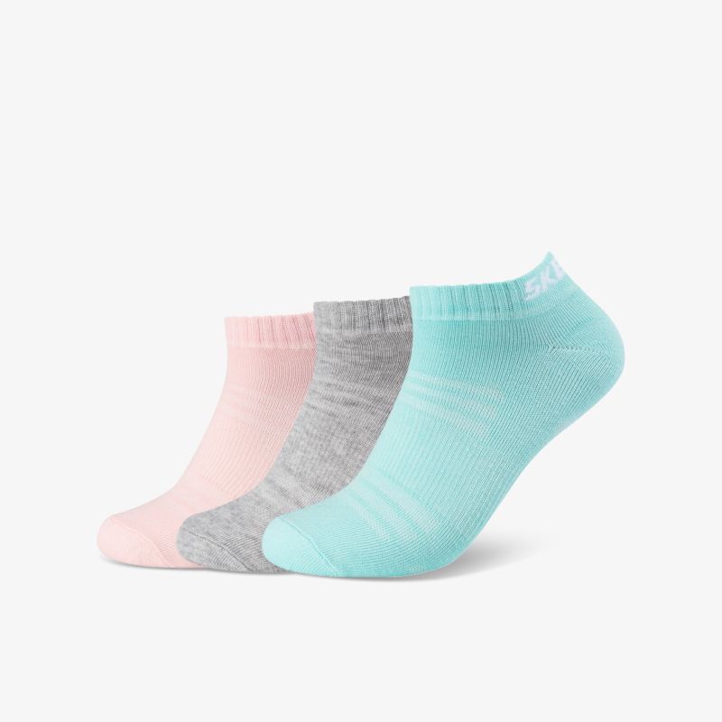 Set aus drei kurz geschnittenen bunten Socken in Pastellfarben, weich und atmungsaktiv für hohen Tragekomfort