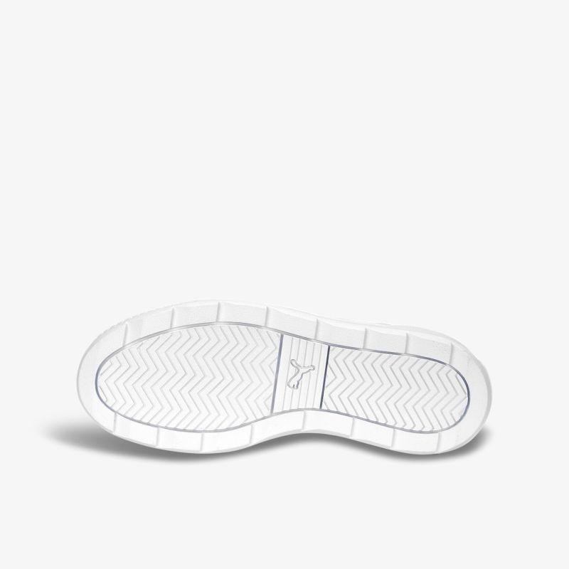 Rutschfeste weiße Sohle mit detailreichem Profil für optimalen Halt und Komfort.