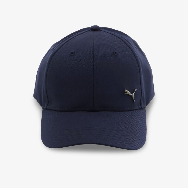 Blaue Basecap mit kleinem Logo, klassische Passform, ideal für sportliche und lässige Outfits.
