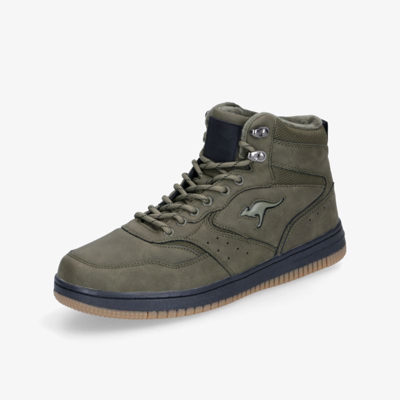 Khakifarbener hoher Sneaker mit gepolstertem Schaft und rutschfester Gummisohle für optimalen Halt und Komfort