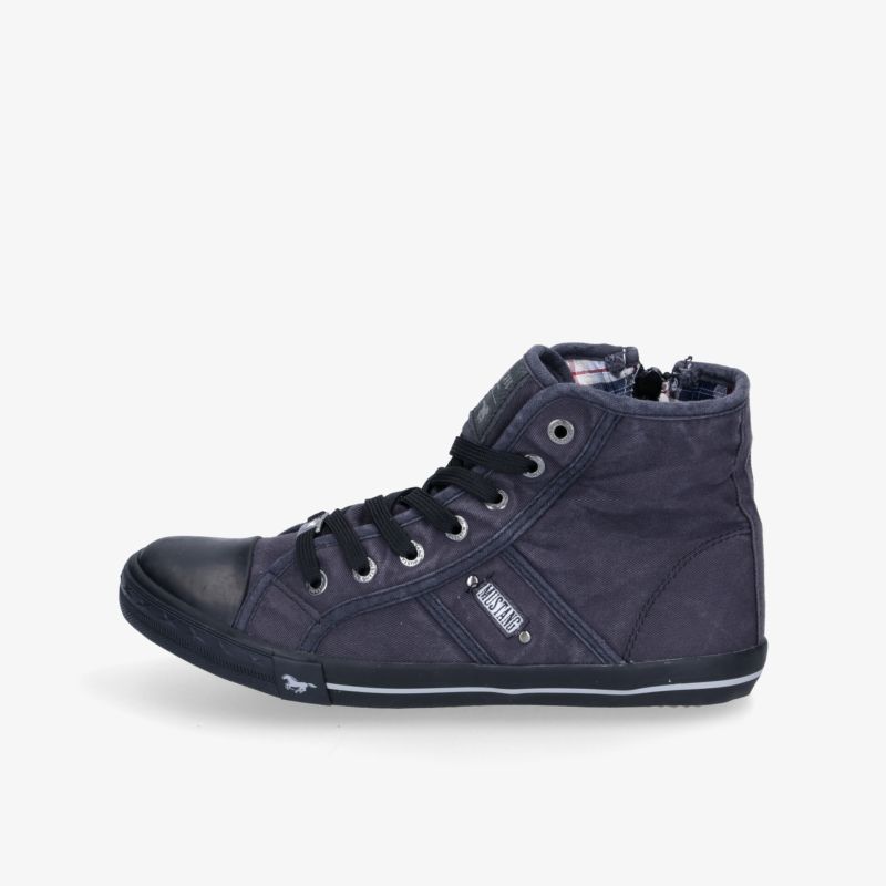 Stilvoller dunkelblauer High-Top Sneaker mit Schnürung für bequemen Tragekomfort und modischen Look