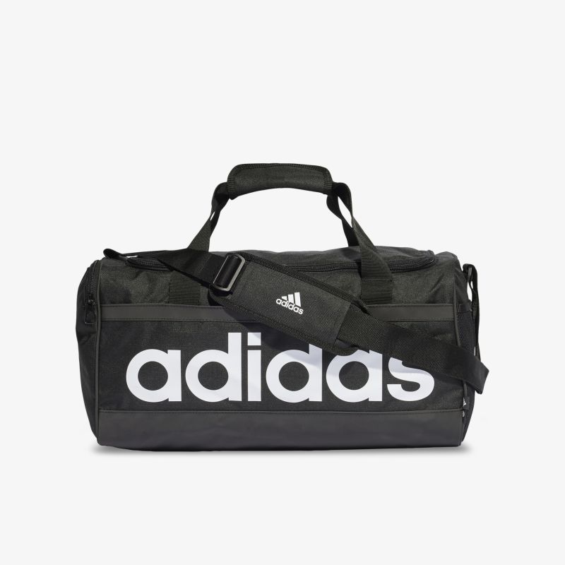 Stylische, geräumige Adidas Sporttasche in Schwarz mit großem Logo und verstellbarem Schulterriemen.