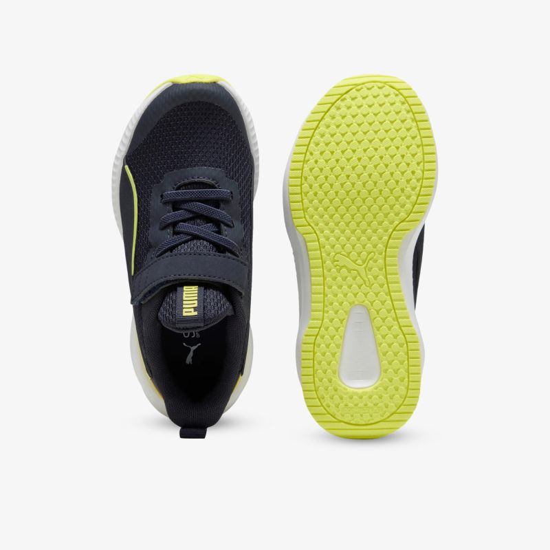 Leichter, atmungsaktiver Sportschuh mit flexibler, rutschfester Sohle in modernem Schwarz und Neon-Gelb