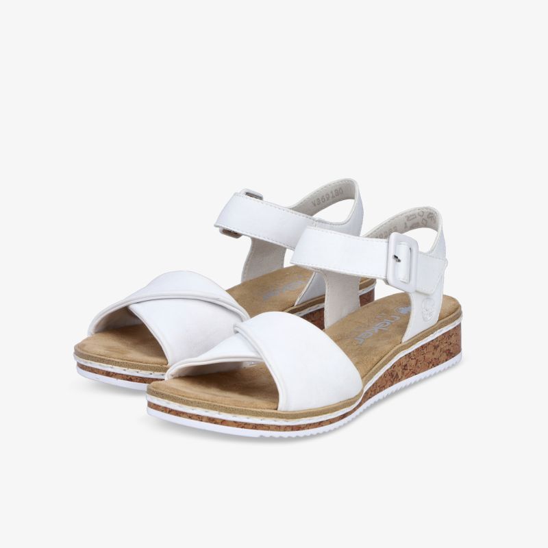 Weiße Sandalen mit verstellbarem Klettverschluss und bequemer Polsterung, ideal für sommerlichen Tragekomfort