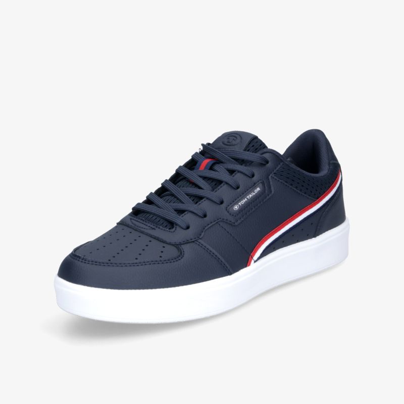 Moderner sportlicher Schuh mit robustem Material, gepolstertem Innenfutter und flexibler, weißer Sohle