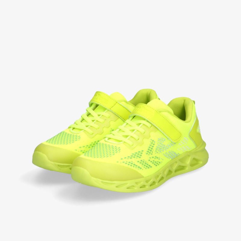 Neon gelbe sportliche Sneaker, leicht und atmungsaktiv, mit gepolstertem Komfort und rutschfester Sohle im Paar